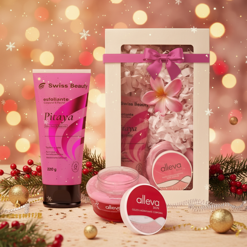 Kit Corporal Geleia Hidratante Rose Essence e Esfoliante Swiss Beauty Pitaya + Brinde