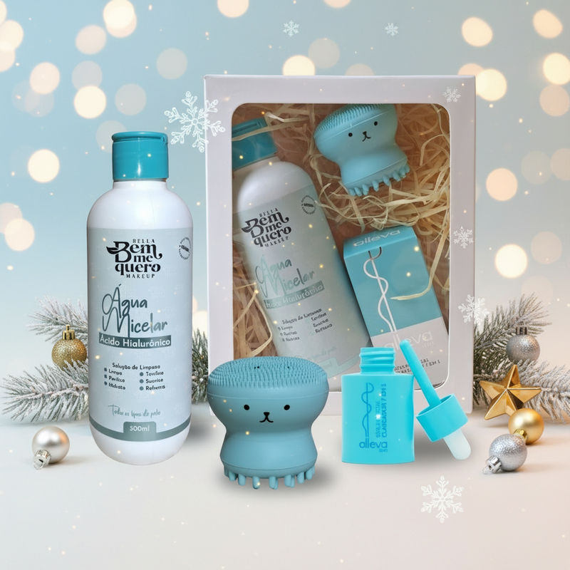 Kit Sérum Facial Clareador Alleva, Agúa Micelar Bem me Quero Hialurônico + Brinde