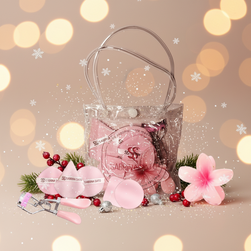 Kit 5 esponjas para Maquiagem, 1 Piranha de cabelo maxi flor e um Curvex